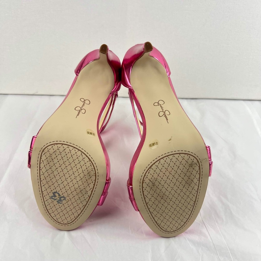 EUC Jessica Simpson Dalechi Metallic Pink Strappy High Heel Womens Size 8.5 - Picture 6 of 9